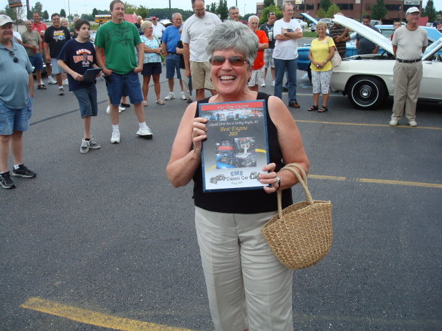 Eddie Walgraeve's better half Cheryl with their Best Engine Award