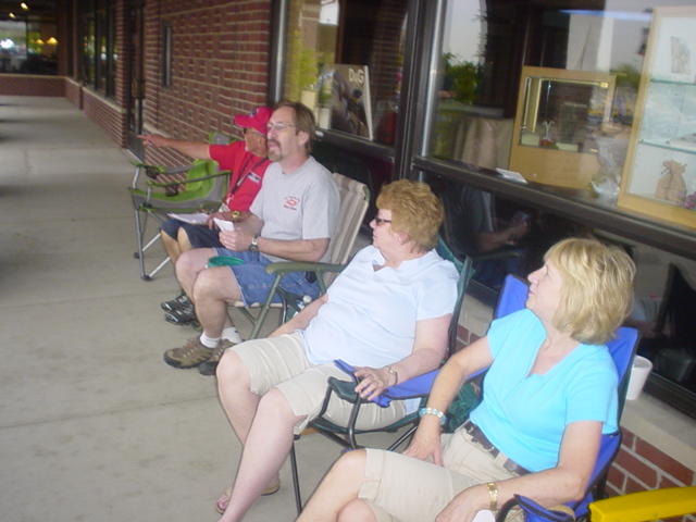 Noreen & Ginny enjoy the cruisers driving by.